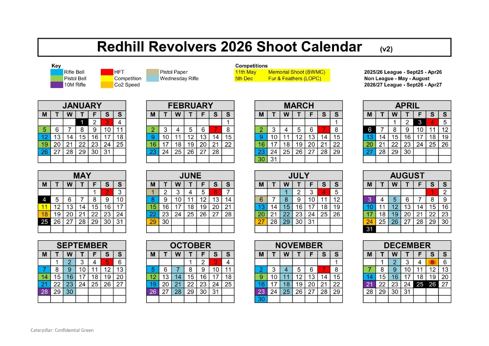 2026 Shoot Calendar